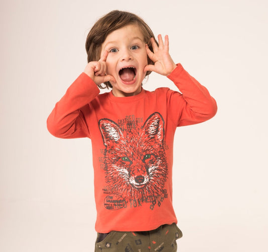 Playera manga larga arcilla mini niño