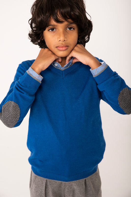 Suéter tejido azul niño jr