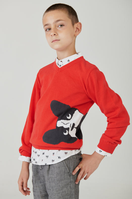 Suéter rojo estampado niño jr