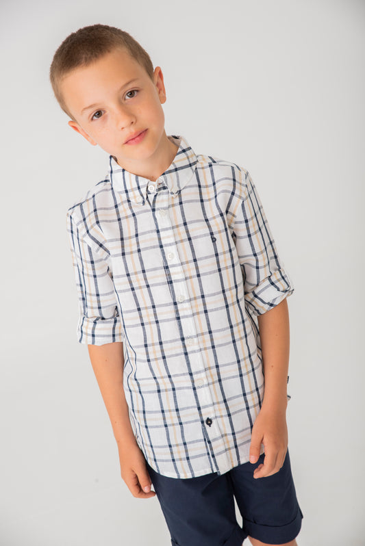 Camisa de lino manga larga niño jr