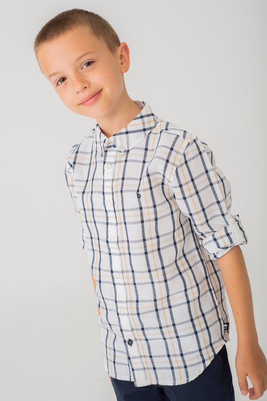 Camisa de lino manga larga niño jr