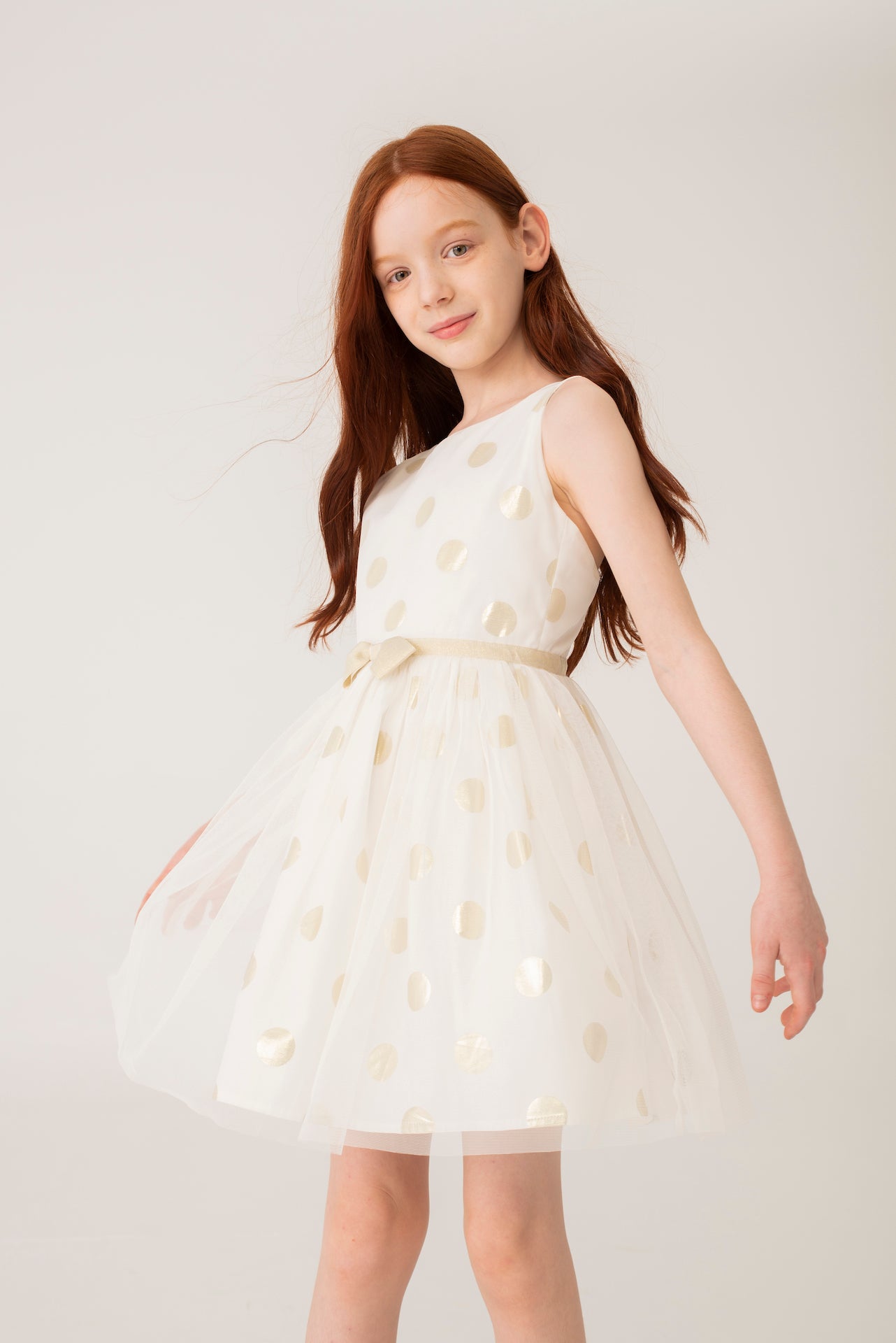 Vestido satén topos para mini y niña jr