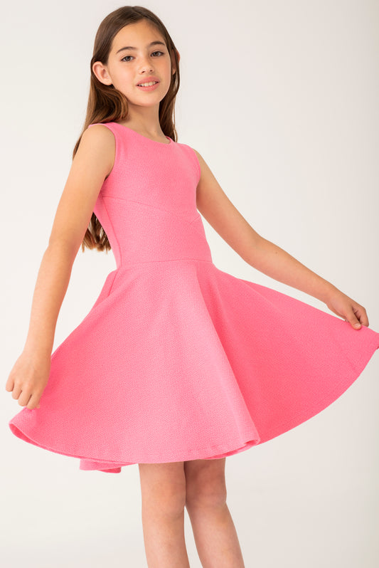 Vestido punto relieve orquídea niña jr