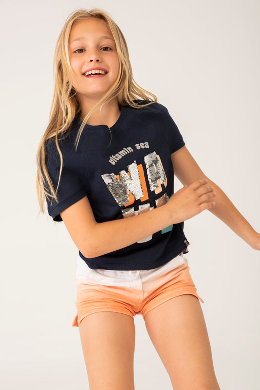 Camiseta azul marino WAVE niña jr