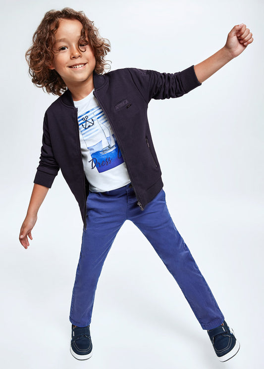 Pantalón azul largo chino sarga mini niño