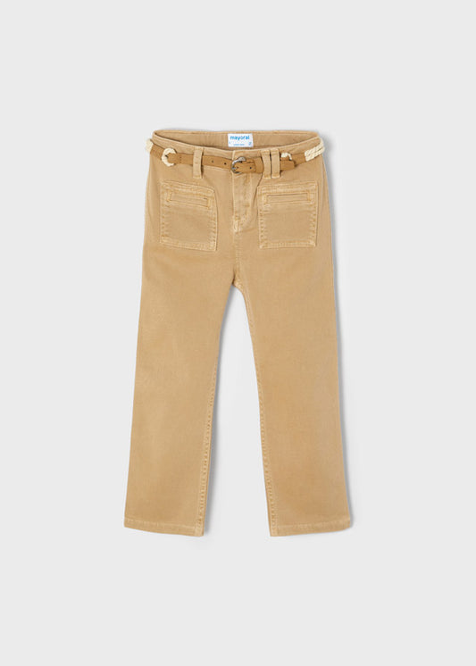 Pantalón largo slim fit con cinturón mini niña