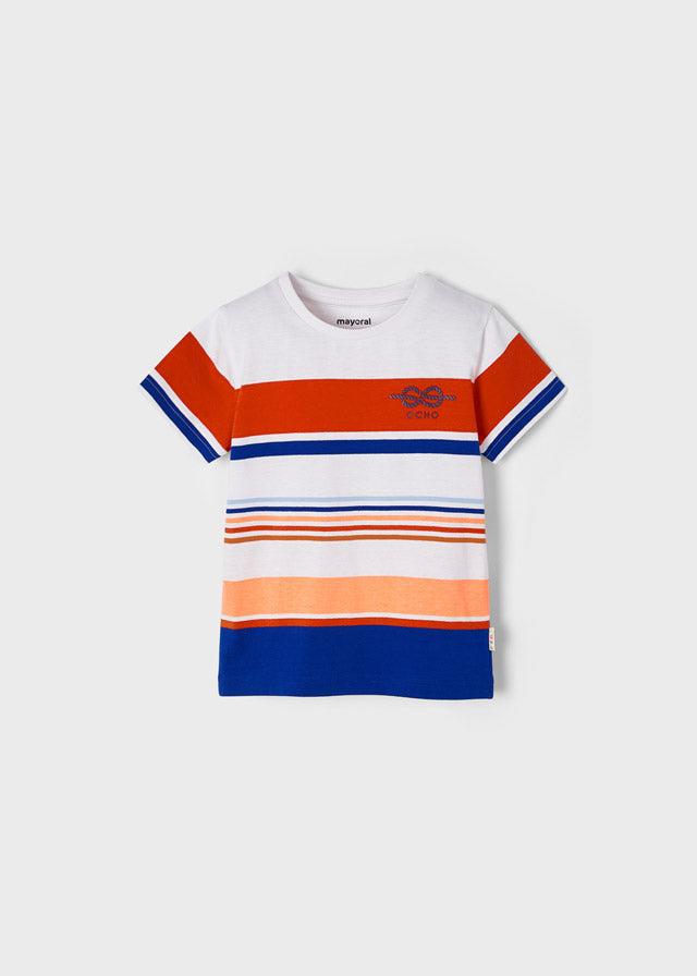 Playera manga corta rayas bloques mini niño