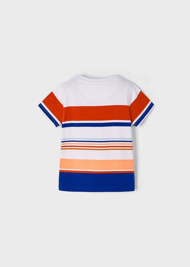 Playera manga corta rayas bloques mini niño