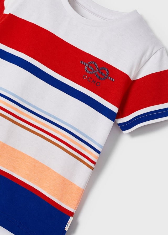 Playera manga corta rayas bloques mini niño
