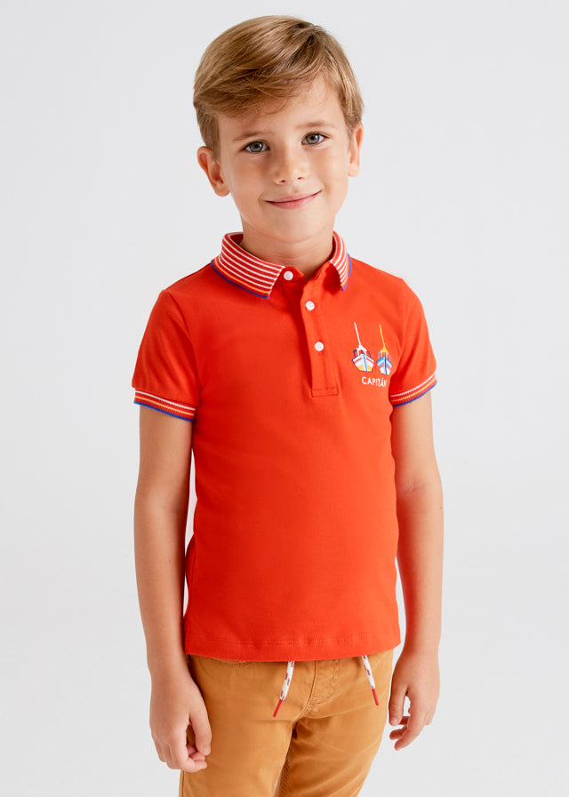 Polo roja manga corta bordado mini niño