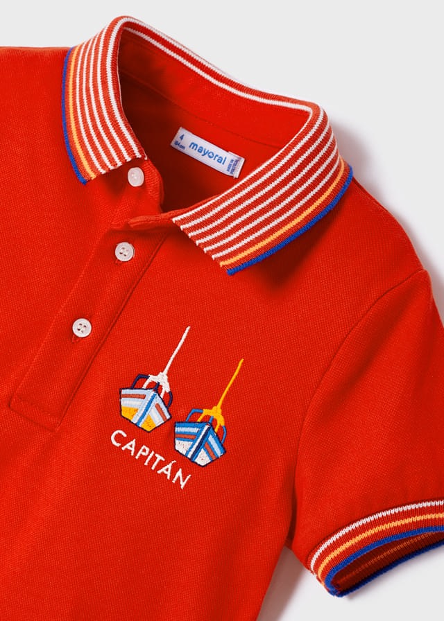Polo roja manga corta bordado mini niño