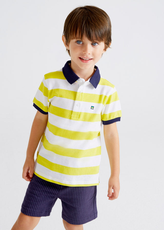 Polo manga corta rayas limón mini niño