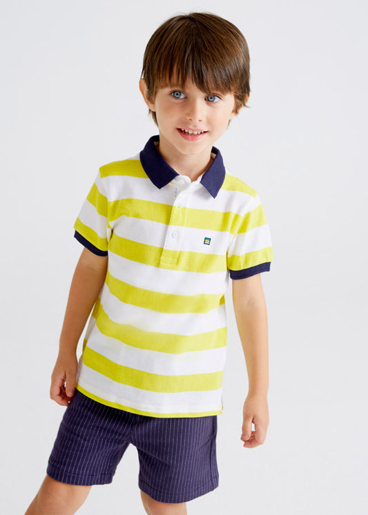Polo manga corta rayas limón mini niño