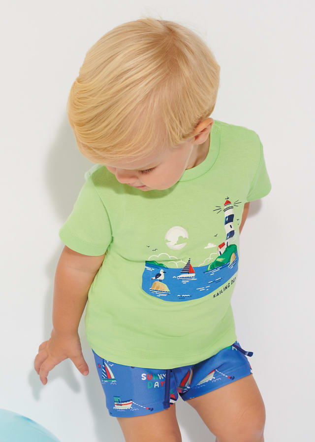 Set 2 playeras manga corta de algodón sostenible para bebé niño