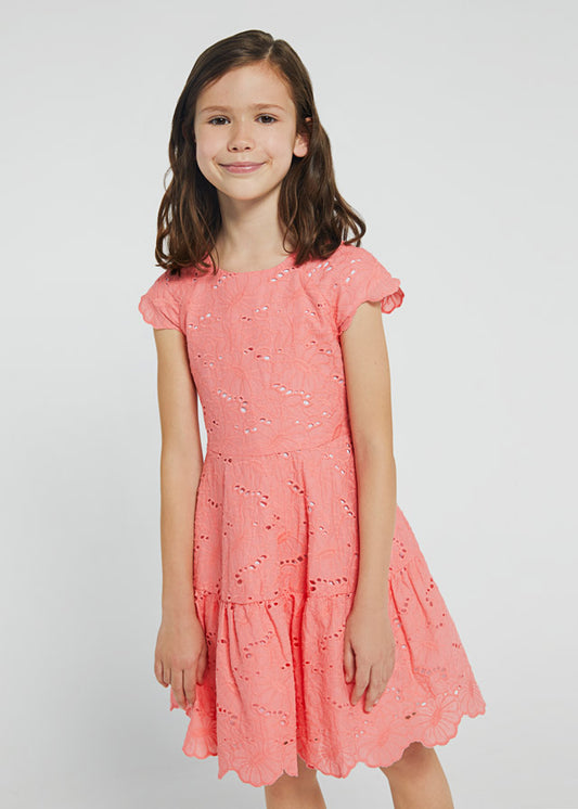Vestido bordado coral niña jr