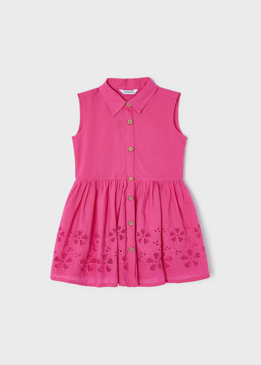 Vestido magenta popelin bordado mini niña